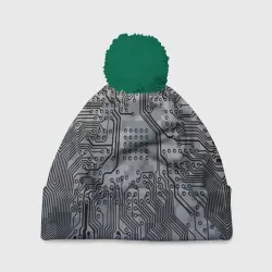 Шапка 3D c помпоном Electronic pixel camouflage