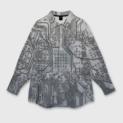 Женская рубашка oversize 3D Electronic pixel camouflage
