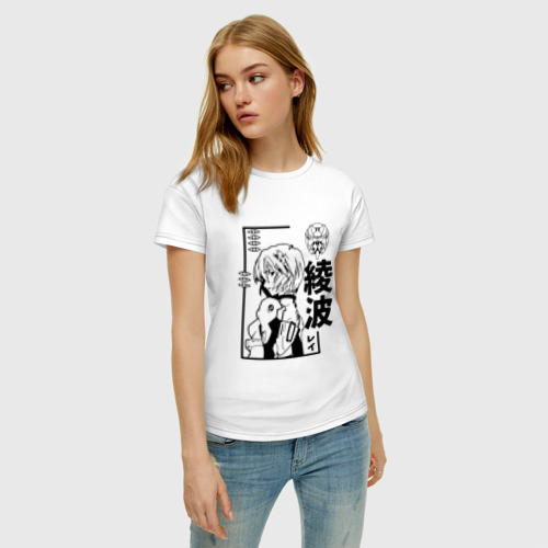 Женская футболка хлопок с принтом Eva - 00: Аянами Рей, фото на моделе #1