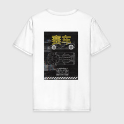 Спортивная машина с неоновыми иероглифами – Мужская футболка хлопок с принтом купить со скидкой в -20%