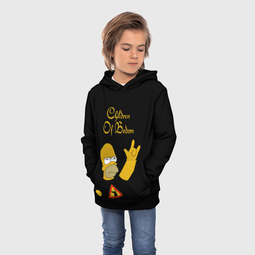 Детская толстовка 3D Children of Bodom Гомер Симпсон рокер, цвет черный - фото 3