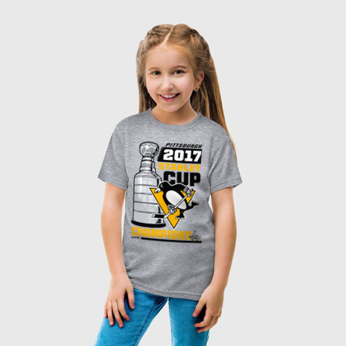 Детская футболка хлопок Питтсбург Пингвинз НХЛ, цвет меланж - фото 5