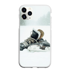 Чехол для iPhone 11 Pro Max матовый Хоккейные коньки