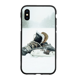 Чехол для iPhone XS Max матовый Хоккейные коньки