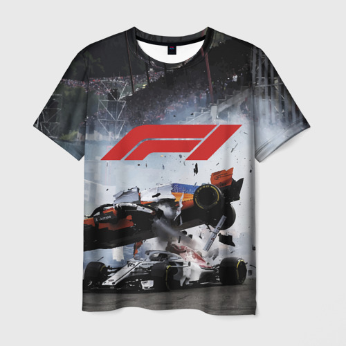 Мужская футболка с принтом Формула 1 - ни за что, блин!, вид спереди №1