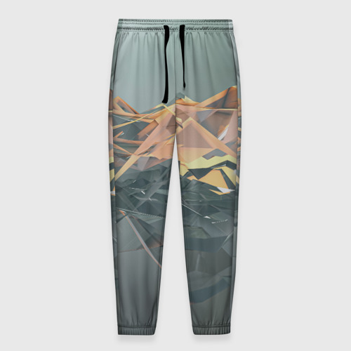 Мужские брюки 3D с принтом Абстрактное жидкое стекло, вид спереди #2