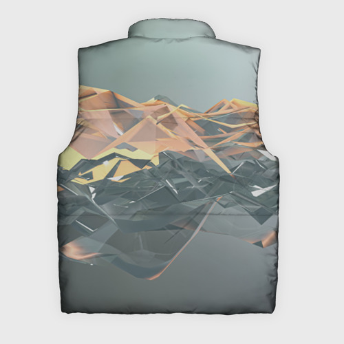 Мужской жилет утепленный 3D с принтом Абстрактное жидкое стекло, вид сзади #1