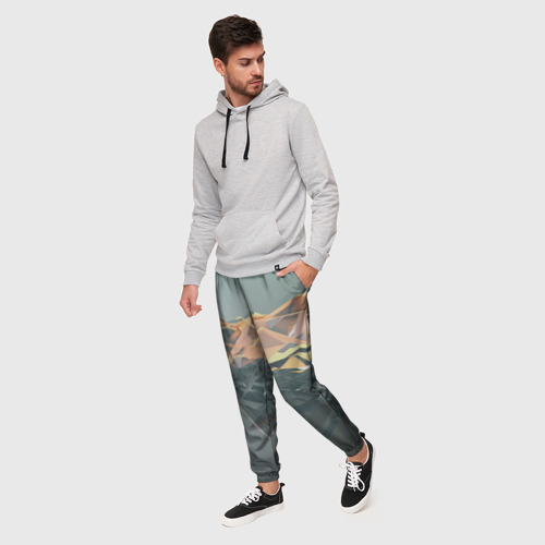 Мужские брюки 3D с принтом Абстрактное жидкое стекло, фото на моделе #1