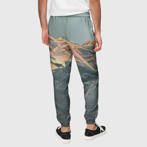 Мужские брюки 3D с принтом Абстрактное жидкое стекло, вид сзади #2