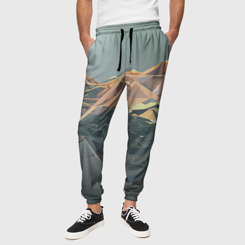 Мужские брюки 3D с принтом Абстрактное жидкое стекло, вид сбоку #3