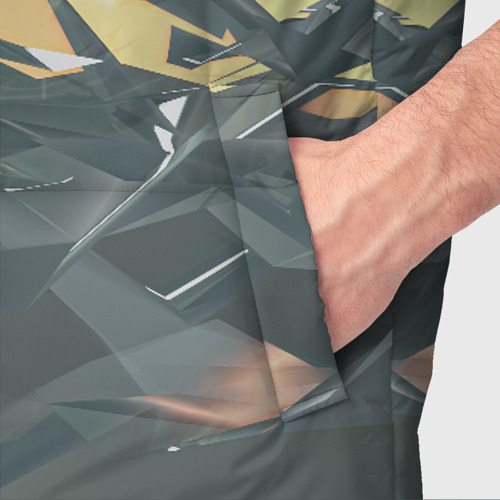 Мужской жилет утепленный 3D с принтом Абстрактное жидкое стекло, фото #4