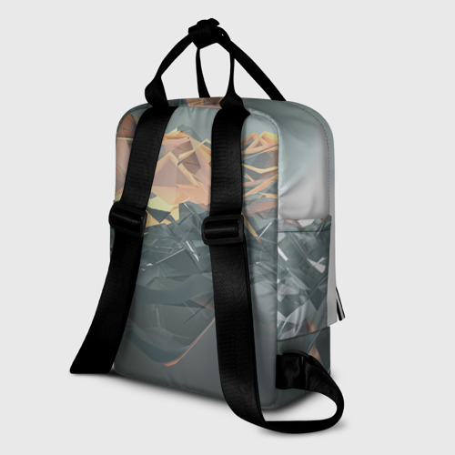 Женский рюкзак 3D с принтом Абстрактное жидкое стекло, вид сзади #1