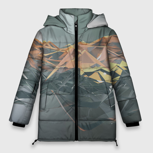 Женская зимняя куртка 3D с принтом Абстрактное жидкое стекло, вид спереди #2