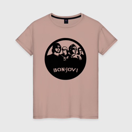 Женская футболка хлопок Bon Jovi rock, цвет пыльно-розовый