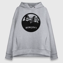 Женское худи Oversize хлопок Bon Jovi rock
