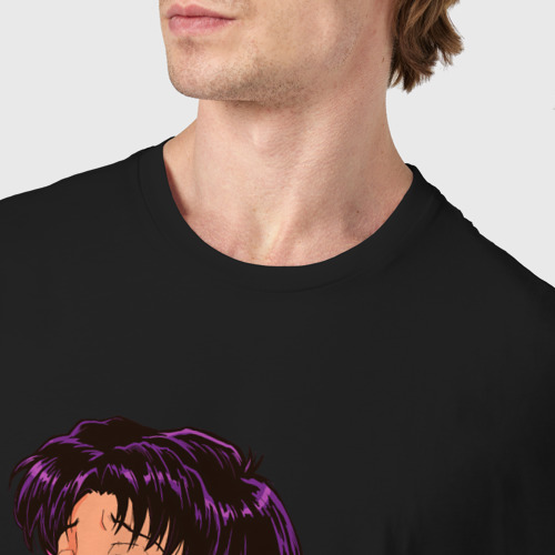 Мужская футболка хлопок Мисато Кацураги ahegao, цвет черный - фото 6