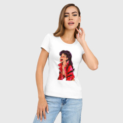 Женская футболка хлопок Slim Мисато Кацураги ahegao - фото 2