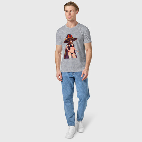 Мужская футболка хлопок Мегумин с жезлом - Коносуба, цвет меланж - фото 5