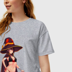 Женская футболка хлопок Oversize Мегумин с жезлом - Коносуба - фото 2