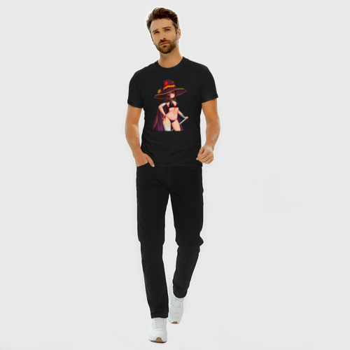 Мужская футболка хлопок Slim Мегумин с жезлом - Коносуба, цвет черный - фото 5