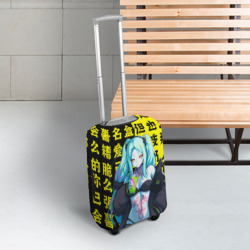 Чехол для чемодана 3D Ребекка и иероглифы - Киберпанк аниме - фото 2