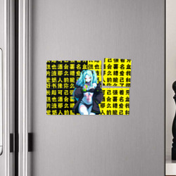 Плакат с принтом Ребекка и иероглифы — Киберпанк аниме для любого человека, вид спереди №4. Цвет основы: белый
