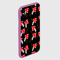 Чехол для iPhone XS Max матовый Мухоморы на черном фоне - фото 2