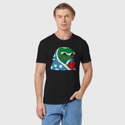 Мужская футболка хлопок Frog Pepe with tea - фото 2