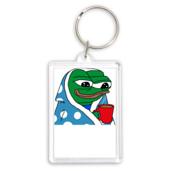 Брелок прямоугольный 35*50 Frog Pepe with tea