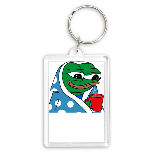 Брелок прямоугольный 35*50 Frog Pepe with tea