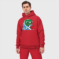 Мужской костюм oversize хлопок Frog Pepe with tea - фото 2