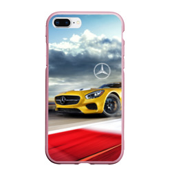 Чехол для iPhone 7Plus/8 Plus матовый Mercedes AMG V8 Biturbo на трассе