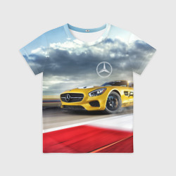 Детская футболка 3D Mercedes AMG V8 Biturbo на трассе