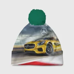 Шапка 3D c помпоном Mercedes AMG V8 Biturbo на трассе