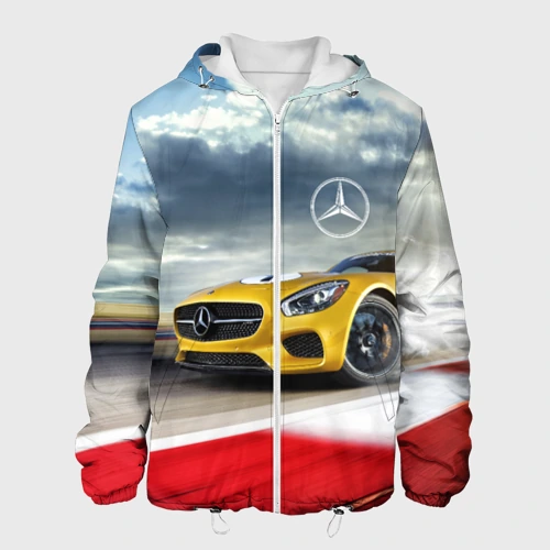 Мужская куртка 3D Mercedes AMG V8 Biturbo на трассе
