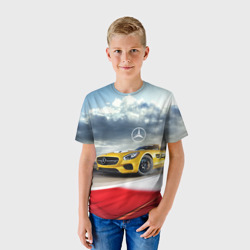 Детская футболка 3D Mercedes AMG V8 Biturbo на трассе - фото 2