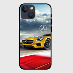 Чехол для iPhone 13 mini Mercedes AMG V8 Biturbo на трассе