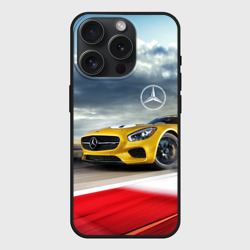 Чехол силиконовый для Apple iPhone 15 Pro матовый Mercedes AMG V8 Biturbo на трассе