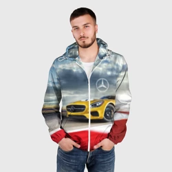 Мужская ветровка 3D Mercedes AMG V8 Biturbo на трассе - фото 2