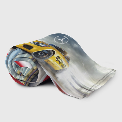 Плед 3D с принтом Mercedes AMG V8 Biturbo на трассе, фото на моделе #1