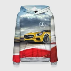 Женская толстовка 3D Mercedes AMG V8 Biturbo на трассе