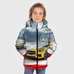 Зимняя куртка для мальчиков 3D Mercedes AMG V8 Biturbo на трассе - фото 2