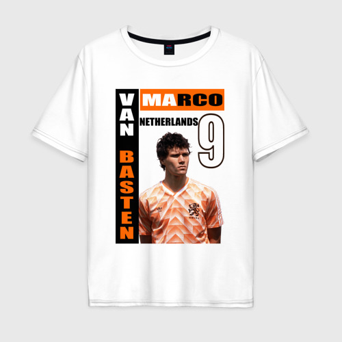 Мужская футболка хлопок Oversize Марко ван Бастен сборная Голландии, цвет белый