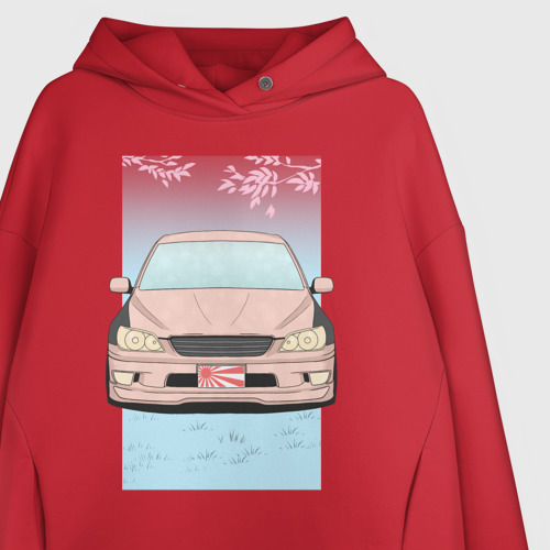 Женское худи Oversize хлопок Toyota Altezza stance alternative, цвет красный - фото 3