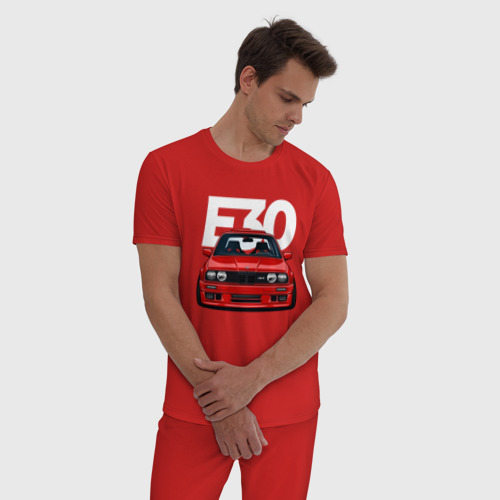 Мужская пижама хлопок BMW E30, цвет красный - фото 3