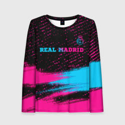 Женский лонгслив 3D Real Madrid - neon gradient: символ сверху