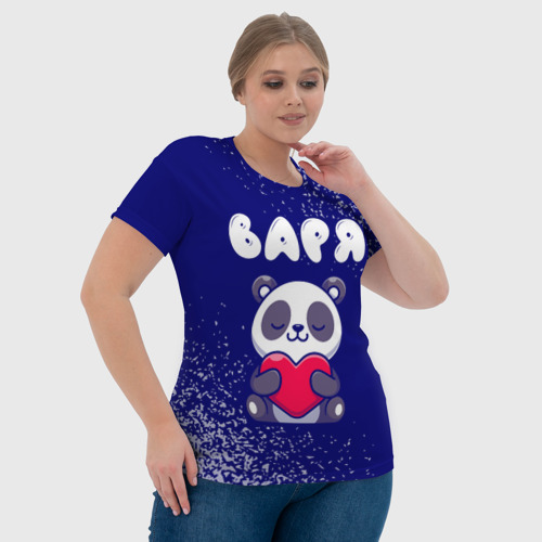 Женская футболка 3D Варя панда с сердечком, цвет 3D печать - фото 6