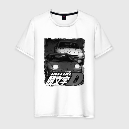 Мужская футболка хлопок Initial d аниме про дрифт, цвет белый