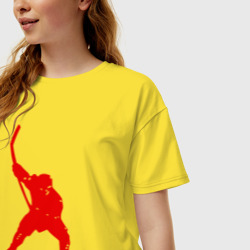 Женская футболка хлопок Oversize Щелчок выстрел - хоккеист - фото 2