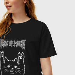 Женская футболка хлопок Oversize Cradle of Filth рок кот - фото 2